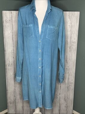 Style Envy Light Blue Button-Front Shirt Dress
